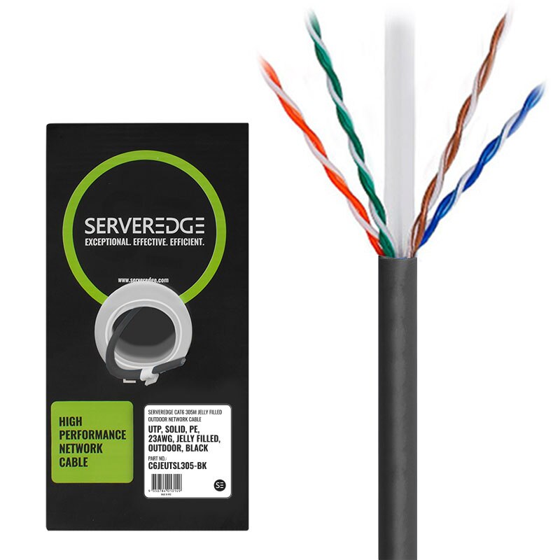 Serveredge CAT6 305m Jelly Filled Outdoor Network Cable UTP, Solid