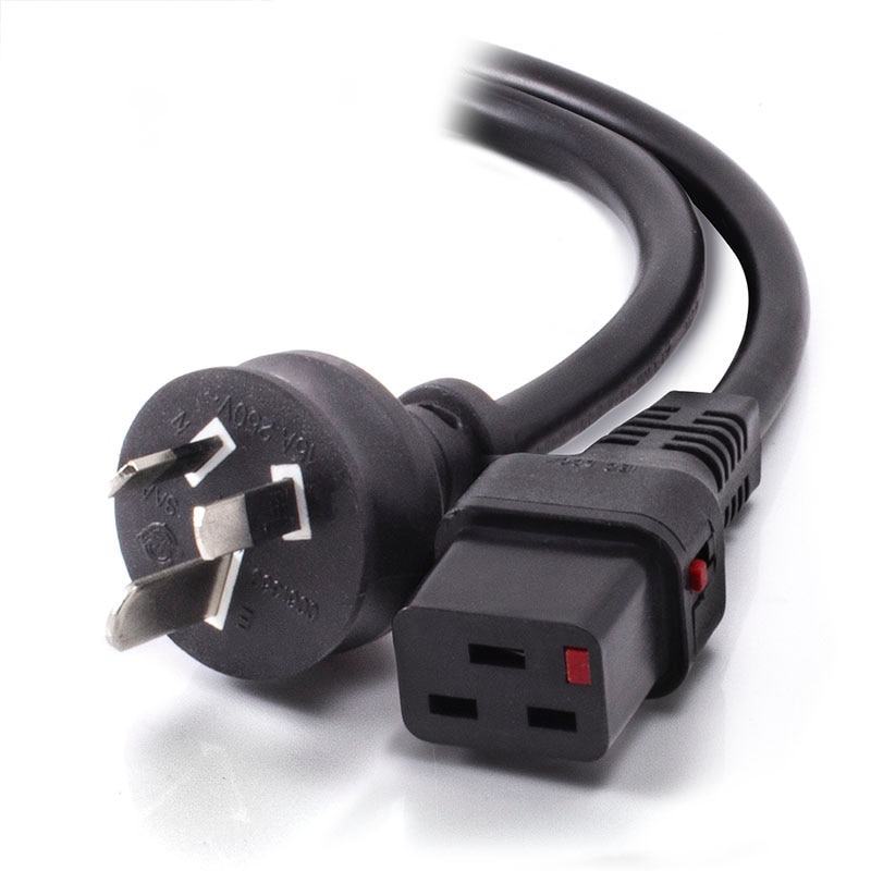 IEC LOCK 5m IEC C19 to Aus 3 Pin 15A Power Cord Male to Female