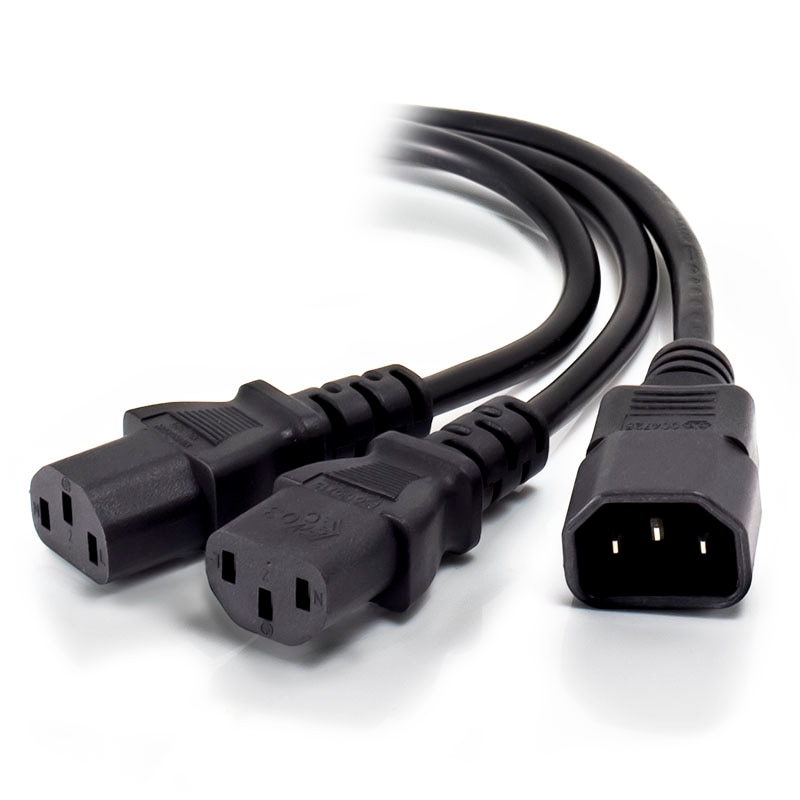 ALOGIC 2m Y Splitter Power Cable IEC C14 (M) 2 IEC C13 (F)