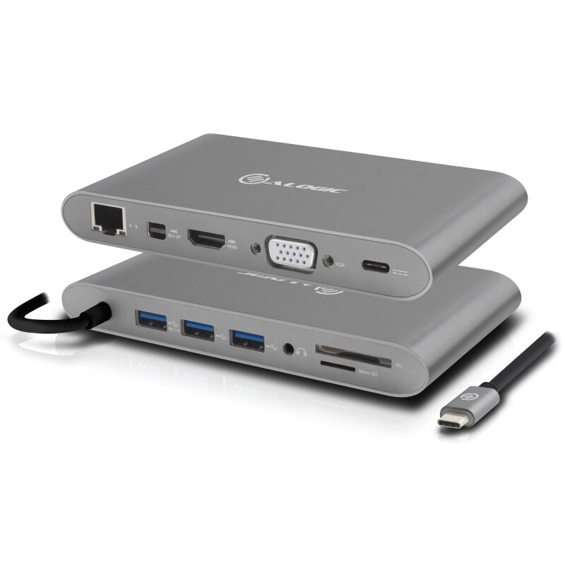 ALOGIC USBC Portable SUPER Dock with Power Delivery HDMI VGA Mini