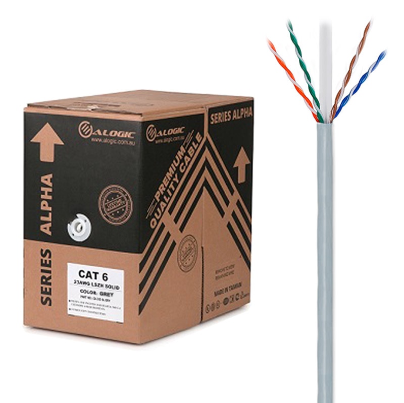 ALOGIC 305m 23AWG Grey PVC Solid CAT6 Network Cable - U-UTP / 4 Pair